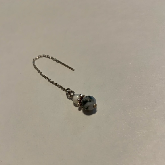 Dainty Moss Agate Earrings - Picture 2 of 5